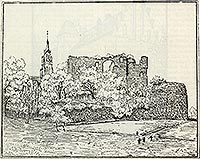 Dobra - Ruiny zamku w Dobrej na rysunku z 1912 roku