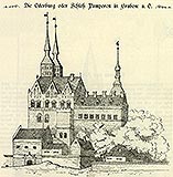 Grabowo - Zamek w Grabowie na rysunku z przeomu XIX i XX wieku