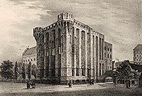 Malbork - Paac Wilkich Mistrzw zamku malborskiego na litografii Eduarda Pietzscha, Borussia 1838