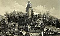 Toszek - Zamek w Toszku na pocztwce z 1935 roku