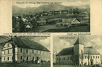 Dwór w Czarnem - Dwór w Czarnem na widokówce z lat 1900-10