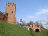 Zamek w Czersku - Wieża bramna i most z XVIII wieku, fot. ZeroJeden, IV 2004