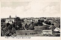 Koźmin - Zamek w Koźminie na pocztówce z 1943 roku