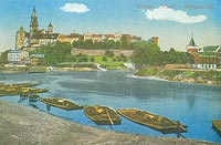 Zamek na Wawelu w Krakowie - Wawel na pocztówce z okresu międzywojennego