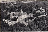 Książ - Zamek w Książu na widokówce z 1933 roku