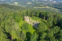 Zamek w Lanckoronie - zdjęcie lotnicze, fot. ZeroJeden, VII 2020
