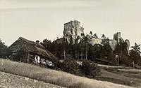 Zamek Kamieniec w Odrzykoniu - Zamek na widokówce z lat 30. XX wieku