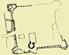 Zamek we Fredropolu - Plan istniejących pozostałości zamku i fortyfikacji według Michała Proksy  [<a href=/bibl_ksiazka.php?idksiazki=326&wielkosc_okna=d onclick='ksiazka(326);return false;'>źródło</a>]