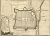 Puck - Plan Pucka z 1750 roku z zaznaczonymi zabudowaniami zamkowymi