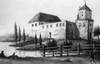 Zamek w Besiekierach - Zamek w Besiekierach w 1 połowie XIX wieku, akwarela, gwasz J. Freya. Stronczyński, Atlas III