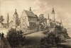 Zamek w Bieczu - Kościół wzniesiony na miejscu zamku na litografii Napoleona Ordy, 'Album Widoków', Seria 6, 1880