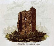 Wieża w Bieławinie - Pozostałości wieży w Bieławinie na rysunku z XIX wieku