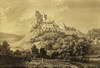 Zamek w Bobolicach - Ruiny zamku na litografii Napoleona Ordy, 'Album Widoków', Seria 7, 1881
