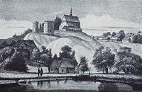 Bodzentyn - Zamek w Bodzentynie na rysunku z lat 1880-90