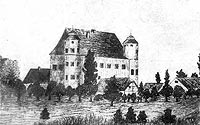 Zamek w Branicach - Zamek w Branicach na rysunku z 1830 roku