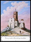 Chęciny - Ruiny zamku w Chęcinach, akwarela Teodora Chrząńskiego, 'Kazimierza Stronczyńskiego opisy i widoki zabytków w Królestwie Polskim (1844-1855)'