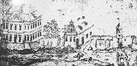 Fortalicja w Czemiernikach - Zamek w Czemiernikach na rysunku z lat 1740-1813
