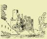 Zamek Czocha - Ruiny zamku po pożarze w 1793 roku, rysunek Bodo Ebhardta  [<a href=/bibl_ksiazka.php?idksiazki=15&wielkosc_okna=d onclick='ksiazka(15);return false;'>źródło</a>]