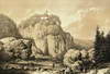 Zamek w Grodzisku - Skała z pustelnią na litografii Napoleona Ordy, 'Album Widoków', Seria 7, 1881