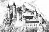 Zamek Bolczów w Janowicach Wielkich - Rekonstrukcja zamku według rysunku R.Wagnera  [<a href=/bibl_ksiazka.php?idksiazki=160&wielkosc_okna=d onclick='ksiazka(160);return false;'>źródło</a>]