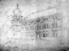 Zamek w Łańcucie - Widok zamku od zachodu, rysunek z 2 połowy XIX wieku  [<a href=/bibl_ksiazka.php?idksiazki=269&wielkosc_okna=d onclick='ksiazka(269);return false;'>źródło</a>]