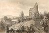 Zamek w Melsztynie - Ruiny zamku w Melsztynie na rysunku Alfreda Schouppé z 1860 roku