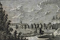 Milicz - Pałac i zamek w Miliczu na miedziorycie Friedricha Gottloba Endlera z 1822 roku
