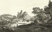 Zamek w Ojcowie - Rysunek Zygmunta Vogla z początku XIX wieku