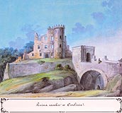 Zamek Ossolin - Ruiny Ossolina, akwarela Teodora Chrzskiego, 'Kazimierza Stronczyskiego opisy i widoki zabytkw w Krlestwie Polskim (1844-1855)'