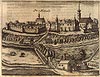 Pasłęk - Zamek i miasto w końcu XVII wieku według Christopha Johanna Hartknocha