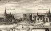 Zamek w Piotrkowie Trybunalskim - Zamek na sztychu Erika Dahlbergha z dzieła Samuela Pufendorfa 'De rebus a Carolo Gustavo gestis', 1656 rok