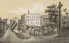 Zamek w Ratnie Dolnym - Zamek w Ratnie Dolnym na litografii Friedricha Augusta Pompejusa z 1862 roku