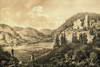 Zamek w Rożnowie-Łaziskach - Ruiny zamku na litografii Napoleona Ordy, 'Album Widoków', Seria 6, 1880