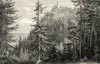 Zamek Chojnik w Sobieszowie - Widok na zamek Chojnik na litografii W.Loeillota według rysunku Ferdinanda Koski, 'Sudeten Album' 1862