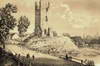 Zamek w Stołpiu - Ruiny wieży na litografii Napoleona Ordy, 'Album Widoków', Seria 8, 1882
