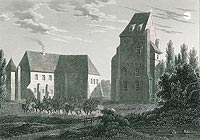Zamek w Szamotułach - Zamek w Szamotułach na rycinie Konstancji Raczyńskiej, Wspomnienia Wielkopolski to jest województw poznańskiego, kaliskiego i gnieźnieńskiego, 1843