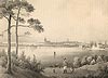 Szczecinek - Panorama miasta na litografii E.Sanne'a z 1846 roku