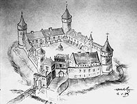Uchanie - Zamek w Uchaniach na rysunku Wiktora Zina