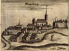 Zamek w Węgorzewie - Panorama miasta z 1684 roku według Christopha Johanna Hartknocha