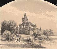 Zamek Bobrów w Wojanowie - Zamek Bobrów w Wojanowie na rysunku Paula Roetgera z 1894 roku
