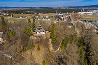 Zamek w Szaflarach - Zdjęcie lotnicze, fot. ZeroJeden, IV 2021