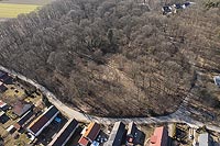 Zamek w Trzebieniu - Zdjęcie lotnicze, fot. ZeroJeden, III 2022