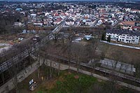 Zamek w Wieruszowie - Widok na zdjęciu lotniczym, fot. ZeroJeden, XII 2021